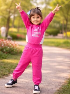 Kız Çocuk Pembe Takım Sweat ve Alt, rahat ve şık çocuk giyim, hareket özgürlüğü sağlayan set