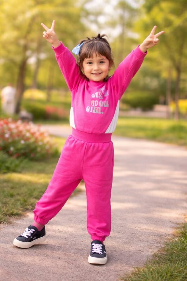 Kız Çocuk Pembe Takım Sweat ve Alt, rahat ve şık çocuk giyim, hareket özgürlüğü sağlayan set