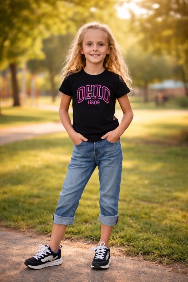 Kız Çocuk Siyah Fosforlu Tişört | 10-14 Yaş | Günlük Kullanım - Kız Çocuk Giyim - Gorsel 2