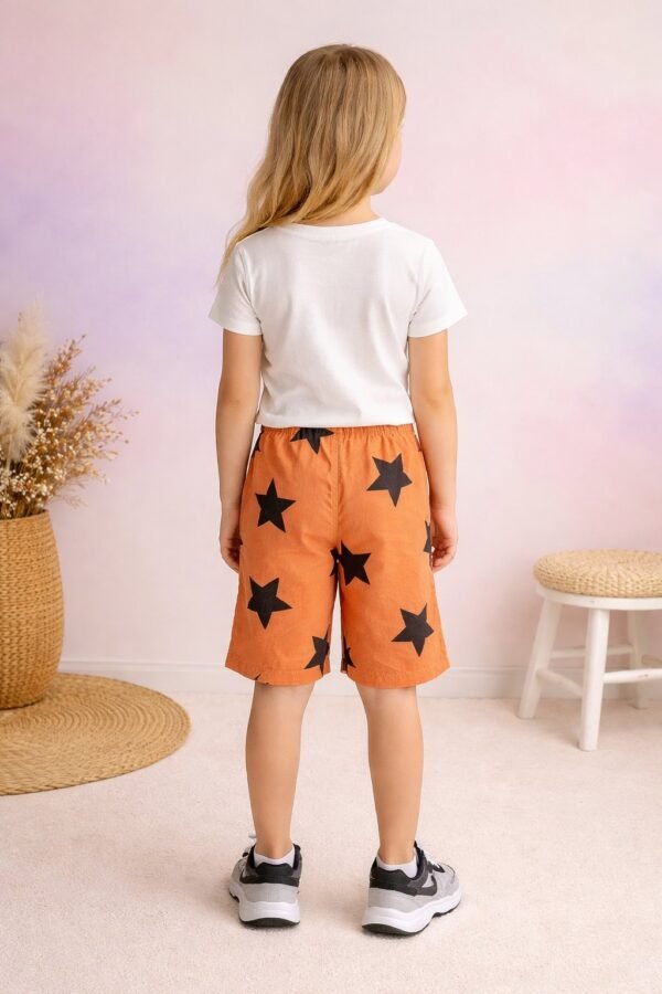 Kız Çocuk Stay Positive Tişört Takım beyaz renk kısa kollu ve şort seti, rahat ve dayanıklı kumaş - Gorsel 4