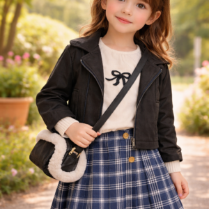 Kız Çocuk Süet Ceketli Çantalı Bady Etek Takım, şık ve rahat çocuk giyim