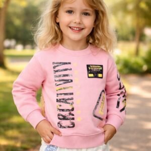 Kız Çocuk Sweatshirt 3 Yaş Pudra Uzun Kol rahat ve şık çocuk giyim ürünü
