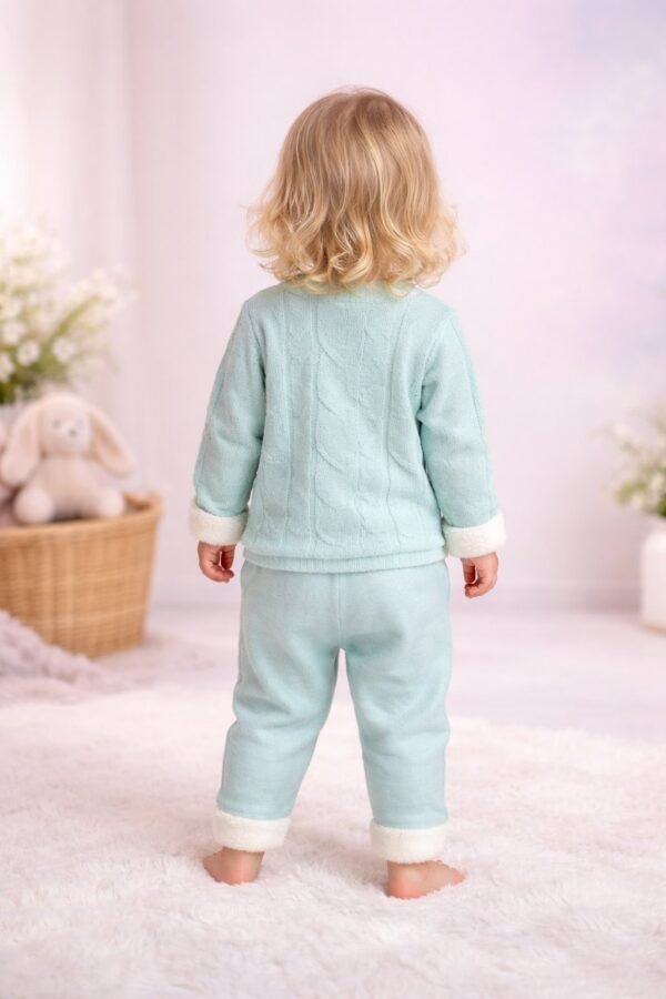 Kız Çocuk Triko Takım Yeşil 1 Yaş Kazak ve Alt Parça, Rahat ve Şık Giyim - Gorsel 4