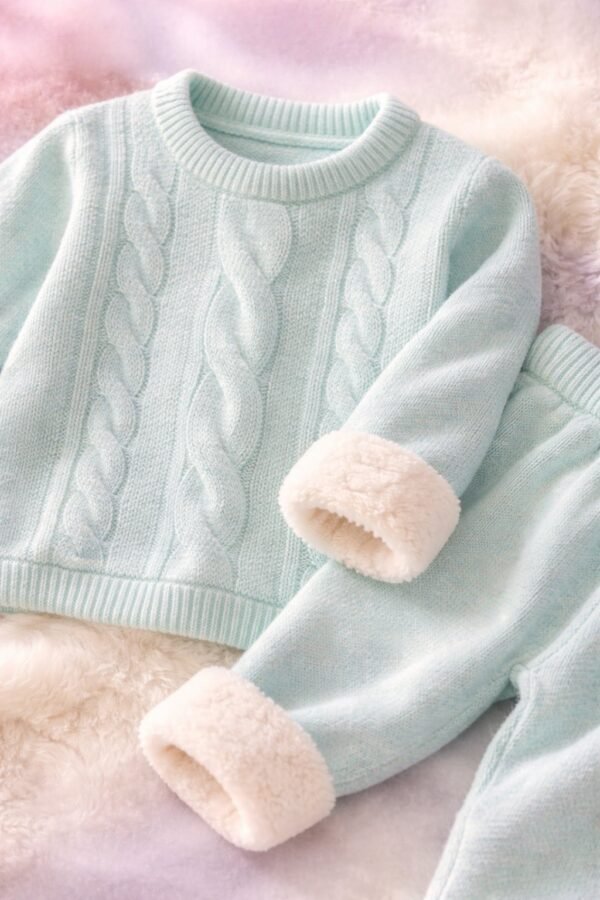 Kız Çocuk Triko Takım Yeşil 1 Yaş Kazak ve Alt Parça, Rahat ve Şık Giyim - Gorsel 3