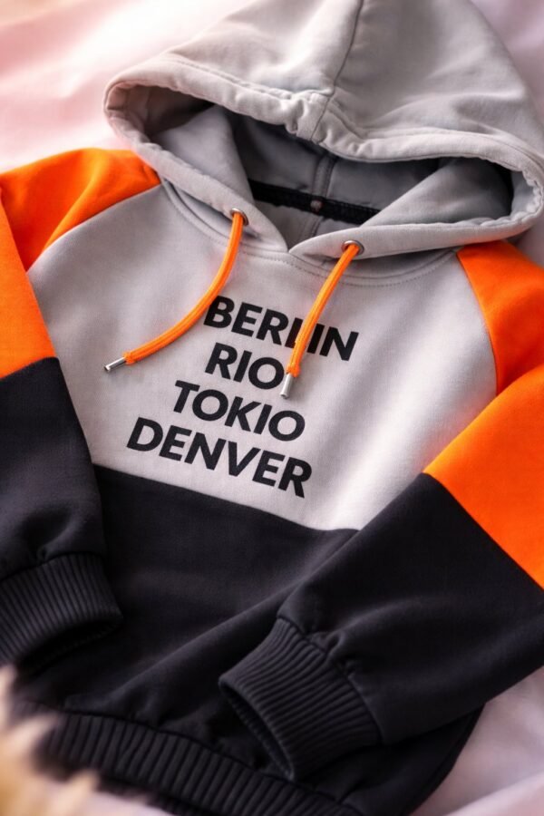 Kız Çocuk Turuncu Uzun Sweatshirt Rahat Kesim Şık Tasarım - Kız Çocuk Giyim - Gorsel 3