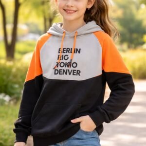 Kız Çocuk Turuncu Uzun Sweatshirt Rahat Kesim Şık Tasarım - Kız Çocuk Giyim