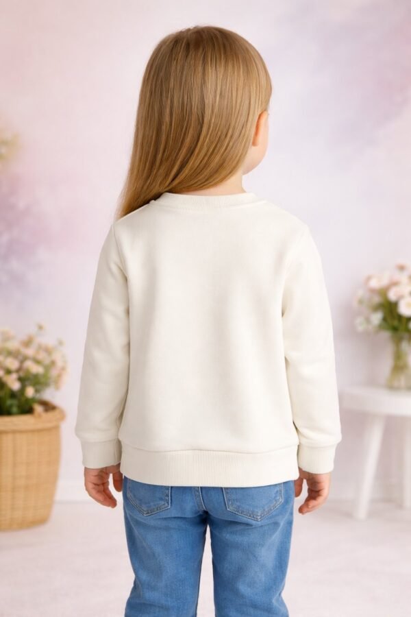 Kız Çocuk Uzun Kollu Sweatshirt Çiçek Baskılı Gri Renkli Baharlık - Gorsel 4