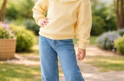 Kız Çocuk Minnie Nakışlı Uzun Kollu Kot Pantolon Takım - Rahat ve Şık Tasarım