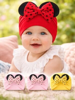 Mickey Mouse Desenli Kız Çocuk Penye Bone, bebek araç gereçleri, renkli ve rahat