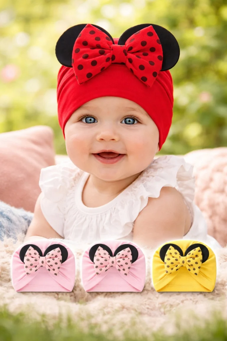 Mickey Mouse Desenli Kız Çocuk Penye Bone