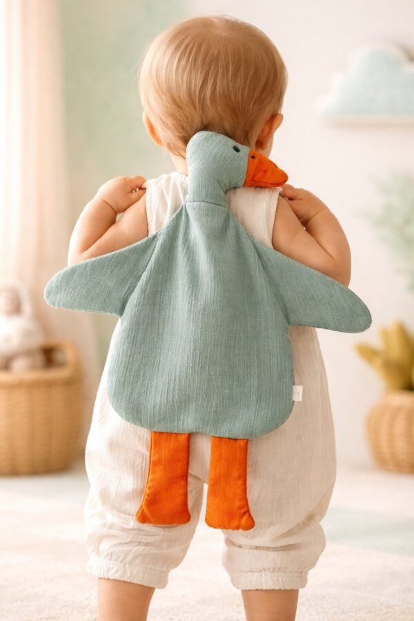 Müslin Kumaş Ördek Uyku Arkadaşı Unisex Bebek Uyku Oyuncakları Doğal Rahat Yumuşak - Gorsel 4