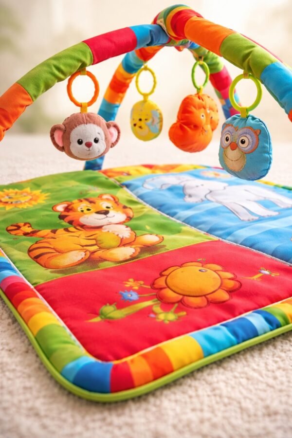 Oyuncaklı Aktivite Minderi 1-3 Aylık Bebekler İçin Sevimli Tasarımlar renkli ve oyuncaklı oyun alanı - Gorsel 3