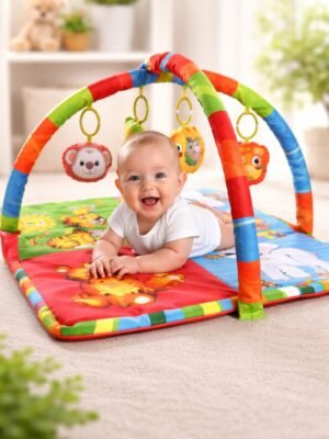 Oyuncaklı Aktivite Minderi 1-3 Aylık Bebekler İçin Sevimli Tasarımlar renkli ve oyuncaklı oyun alanı