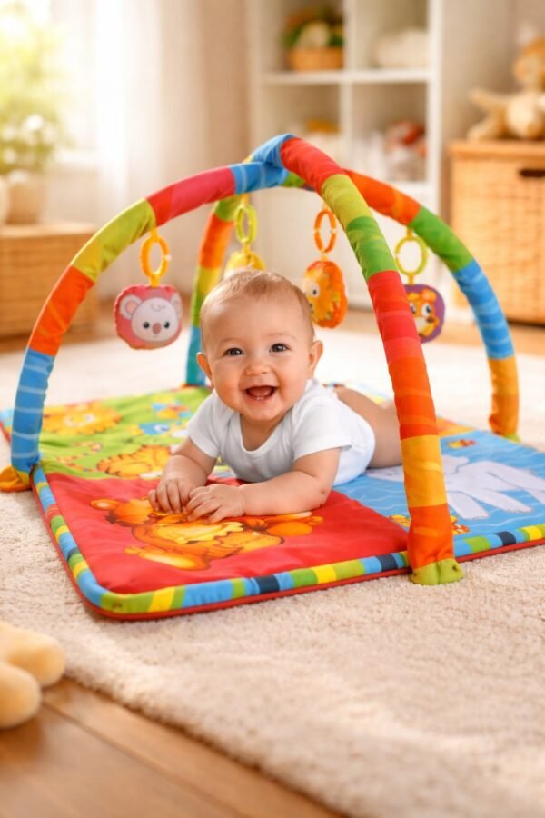 Oyuncaklı Aktivite Minderi 1-3 Aylık Bebekler İçin Sevimli Tasarımlar renkli ve oyuncaklı oyun alanı - Gorsel 2