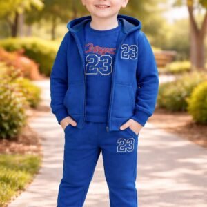 Pamuklu Erkek Çocuk 23 Yazılı Kapşonlu Yelek Sweat Eşofman Takım