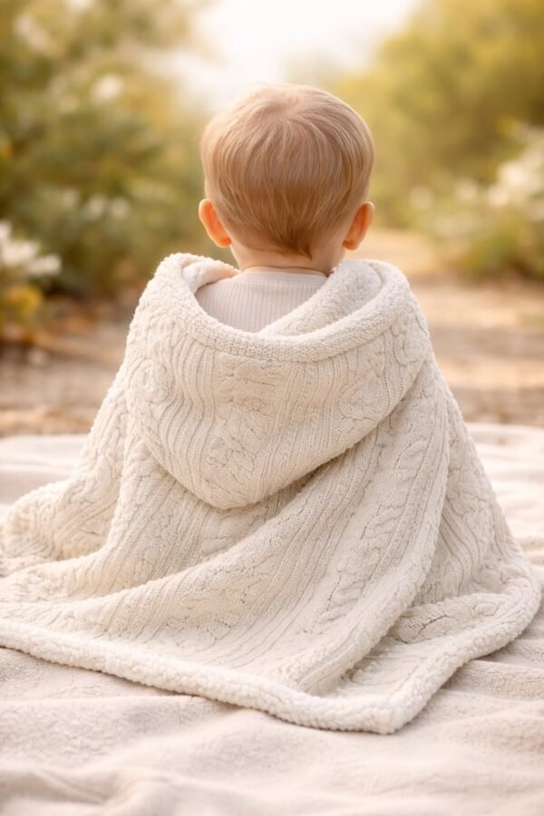 Saç Örgülü İç Kısmı Welsoft Triko Bebek Battaniyesi, Bebek Battaniyesi, Yumuşak ve Hafif - Gorsel 4