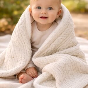 Saç Örgülü İç Kısmı Welsoft Triko Bebek Battaniyesi