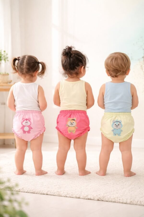 Unisex Ayıcık Baskılı İç Giyim Külot Seti Kız Çocuk İç Giyim Rahatlık - Gorsel 3