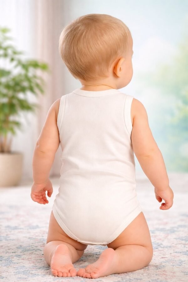 Unisex Bebek Body Erkek Yazılı Sıfır Kollu Krem Renk Bebek Giyim - Gorsel 4