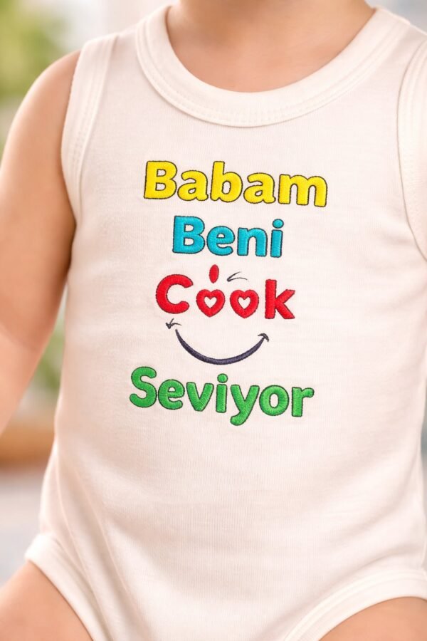 Unisex Bebek Body Erkek Yazılı Sıfır Kollu Krem Renk Bebek Giyim - Gorsel 3