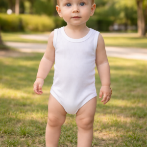 Unisex Fitilli Sıfır Kol Çıtçıtlı Bebek Body Beyaz ve Mavi renkler, Erkek bebek giyim, Günlük rahat kullanım