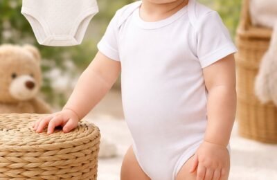 Unisex Jakar Desenli 2'li Yarım Kol Bebek Body Beyaz Ekru Konforlu ve Dayanıklı
