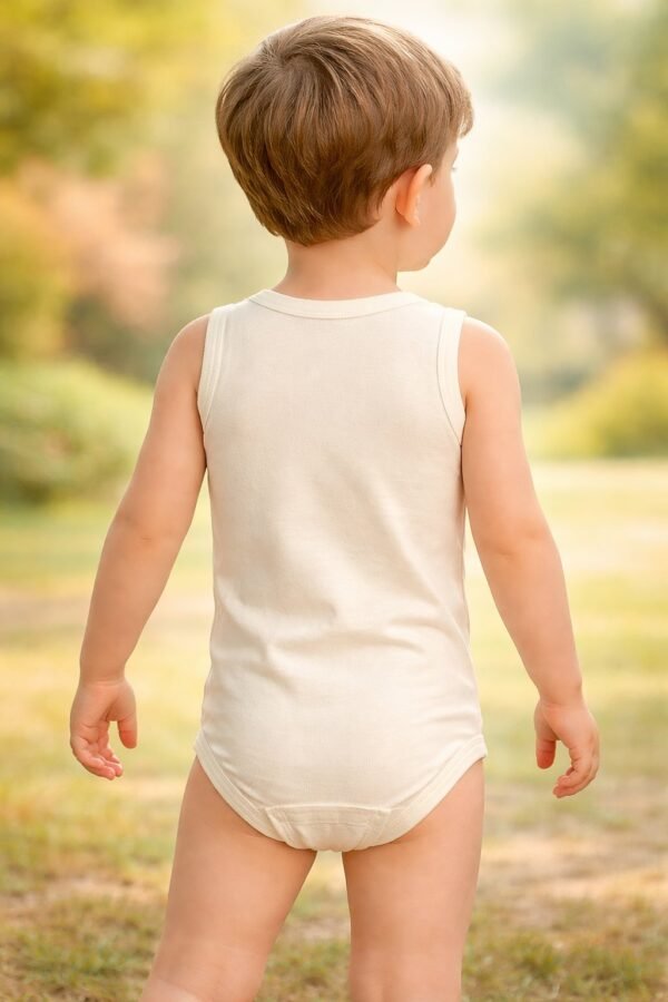 Unisex Teyzem Beni Çok Seviyor Yazılı Sıfır Kollu Bebek Body, Krem, rahat ve hareketli - Gorsel 4