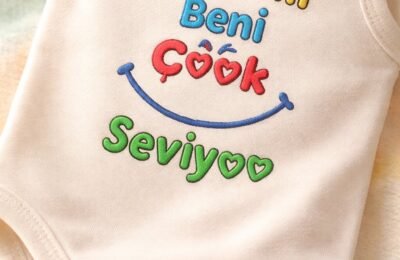 Unisex Teyzem Beni Çok Seviyor Yazılı Sıfır Kollu Bebek Body, Krem, rahat ve hareketli - Gorsel 3