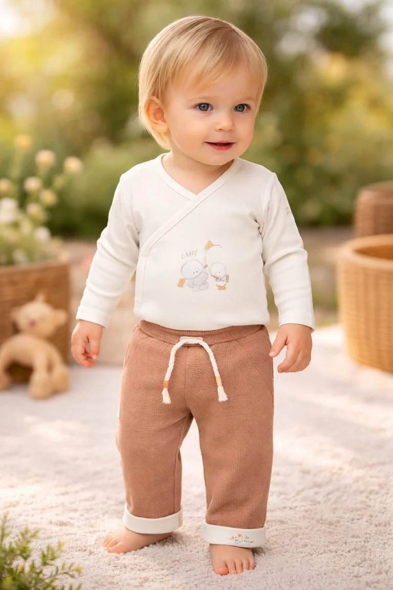 Unisex Waffle Kumaş Bel Kısmı Lastikli Bağcık Detaylı Uzun Paçalı Alt Pantolon