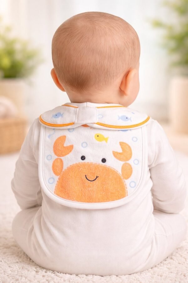 Unisex Yengeç Baskılı Bebek Önlüğü, bebek araç gereçleri, rahat ve dayanıklı - Gorsel 4