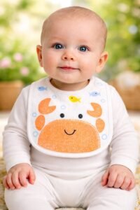 Unisex Yengeç Baskılı Bebek Önlüğü