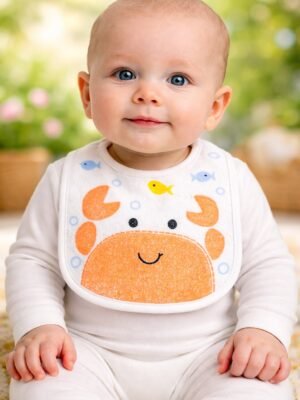 Unisex Yengeç Baskılı Bebek Önlüğü, bebek araç gereçleri, rahat ve dayanıklı