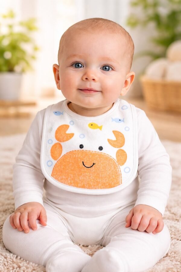 Unisex Yengeç Baskılı Bebek Önlüğü, bebek araç gereçleri, rahat ve dayanıklı - Gorsel 2