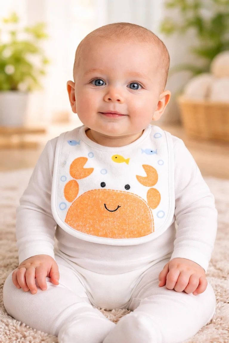 Unisex Yengeç Baskılı Bebek Önlüğü, bebek araç gereçleri, rahat ve dayanıklı - Gorsel 2