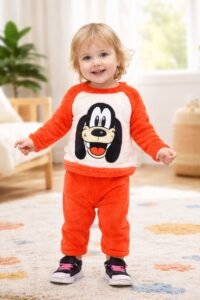 Welsoft Bebek Takım | Turuncu & Beyaz | Kalın Dokulu | Uzun Kol | 6 - 18 Ay