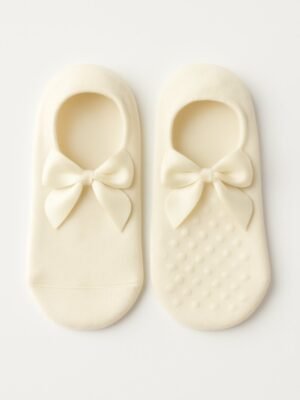 Kız Çocuk Fiyonklu Silikon Destekli Babet Çorap, Kız Bebek Giyim, Renkli ve Rahat