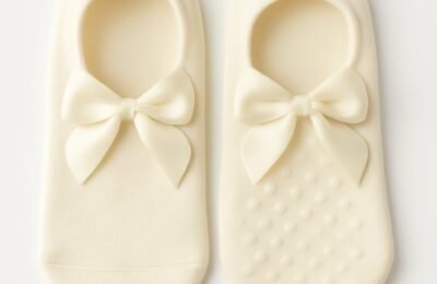 Kız Çocuk Fiyonklu Silikon Destekli Babet Çorap, Kız Bebek Giyim, Renkli ve Rahat