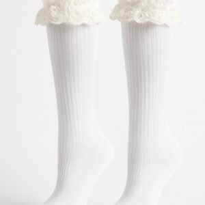 Kız Çocuk Dantelli Golf Çorap beyaz krem pembe renkli ve rahat kullanım sağlayan ürün
