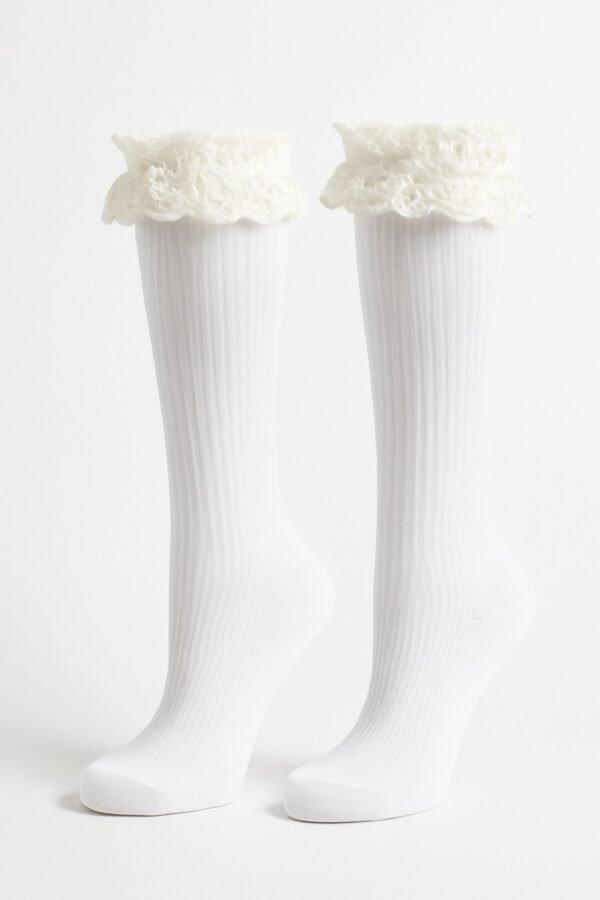 Kız Çocuk Dantelli Golf Çorap beyaz krem pembe renkli ve rahat kullanım sağlayan ürün
