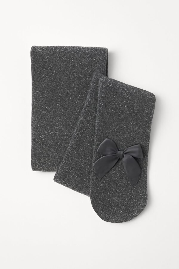 Kız Çocuk Simli Fiyonklu Külotlu Çorap Renkli ve Şık Detaylar