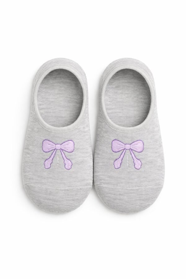 Kız Çocuk Fiyonklu Silikon Destekli Babet Çorap, Kız Bebek Giyim, Renkli ve Rahat - Gorsel 2