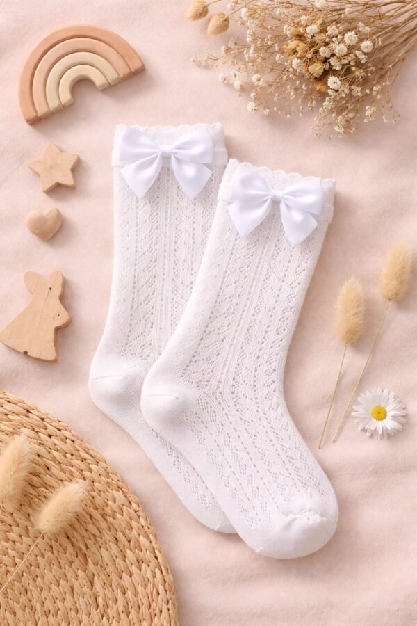 Kız Çocuk Fiyonklu Golf File Çorap şık detaylı renkli ve rahat - Gorsel 3