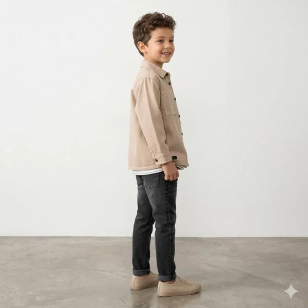 Erkek Çocuk Gömlekli -çizgili Tişörtlü -siyah Renk Kot Pantolonlu 3lü Takım - 2. görsel