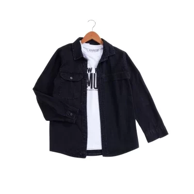 Erkek Çocuk Gemunio Baskılı -keten Gömlekli 2li Takım - 4. görsel