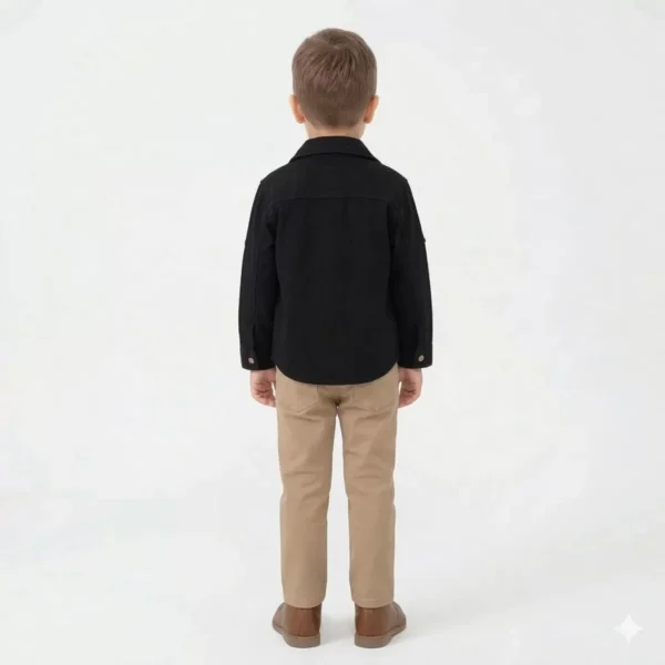 Erkek Çocuk Be Baskılı Gabardin Gömlek-adventure Yazılı Kısa Kol Tişört-kanvas Pantolonlu 3lü  Takım - 3. görsel