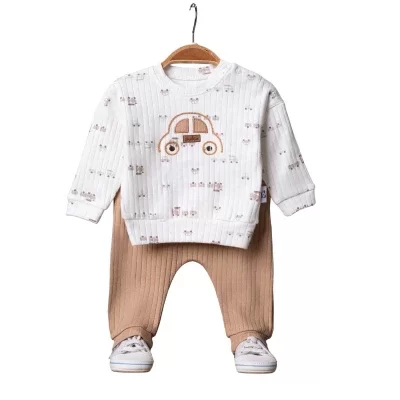 Erkek Bebek Araba Baskılı Fitilli 2li Takım - 4. görsel