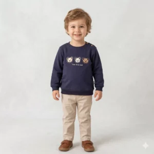 Erkek Çocuk The Thres Animals Yazılı Hayvan Figürlü Uzun Kollu Sweat