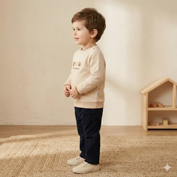 Erkek Çocuk Ayıcık Kafa Baskılı -uzun Kollu-sweatshirt - 2. görsel