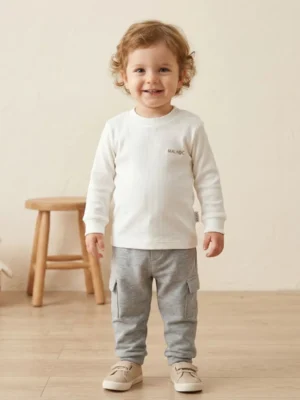 Unisex Uzun Kollu-bisiklet Yaka-pamuklu-fitilli Bady - Almira Bebek