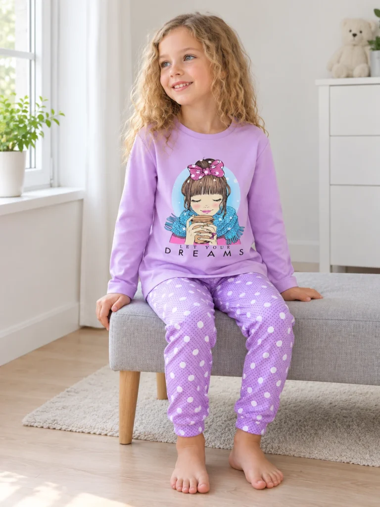 Kız Çocuk Let Your Dreams Fiyonklu Pijama Takımı